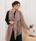 Premium Dusty Rose Gold Shimmer Striped Silk-Finish Hijab
