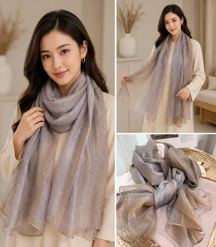 WhatsApp Image 2026-07-09 at 17.52.35 (1)_700x800 Premium Silver Gray Shimmer Striped Silk-Finish Hijab - Image 1