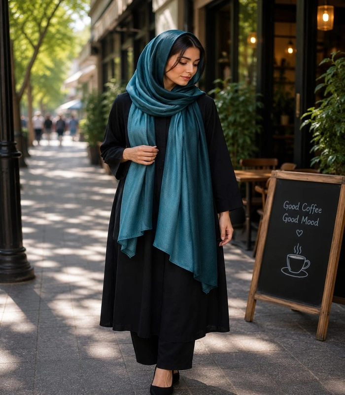 WhatsApp Image 2026-07-09 at 18.45.02 (1)(1) Premium Teal Blue Soft Cotton Crinkle Hijab - Image 1