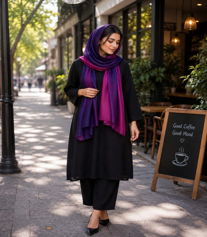 WhatsApp Image 2026-07-09 at 18.45.09 (1)(1) Premium Royal Purple Ombre Soft Crinkle Hijab - Image 1