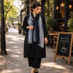 Premium Black-to-Gray Ombre Soft Crinkle Hijab