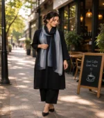 Premium Black-to-Gray Ombre Soft Crinkle Hijab