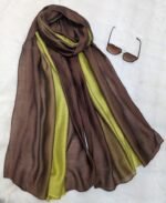 Premium Chocolate Brown Olive Dual-Tone Soft Crinkle Hijab - Image 2