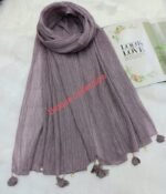 Premium Dusty Mauve Tassel Soft Crinkle Hijab - Image 2