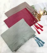 Premium Sage Green Tassel Soft Shimmer Hijab - Image 2