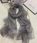 Premium Silver Grey Gold Shimmer Soft Hijab - Image 2