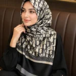Premium Monogram Printed Silk-Finish Hijab
