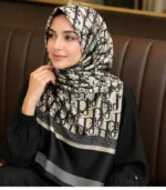 Premium Monogram Printed Silk-Finish Hijab