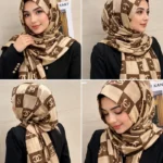 Premium Monogram Printed Silk-Finish Hijab