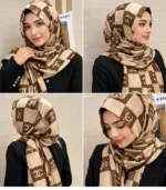 Premium Monogram Printed Silk-Finish Hijab