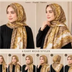 Premium Baroque Gold Chain & Monogram Printed Silk-Finish Square Hijab