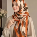 Premium Geometric Monogram Printed Silk-Finish Hijab