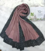 Premium Dusty Mauve Black Speckled Border Soft Crinkle Hijab - Image 2