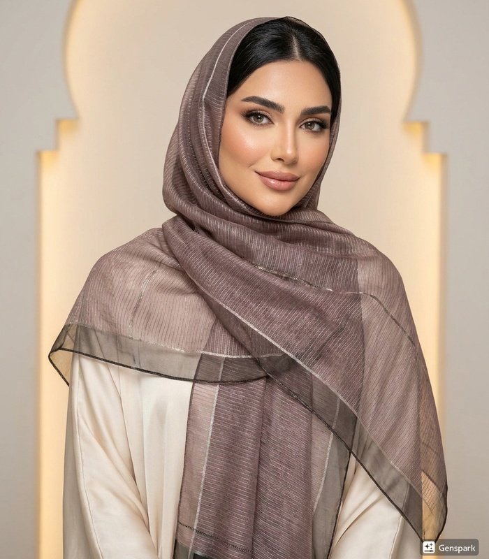 hijab_model_02_700x800 Premium Shimmery Tissue Hijab (Mocha Brown) - Image 1
