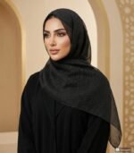 Premium Black Shimmery Stripe Tissue Hijab
