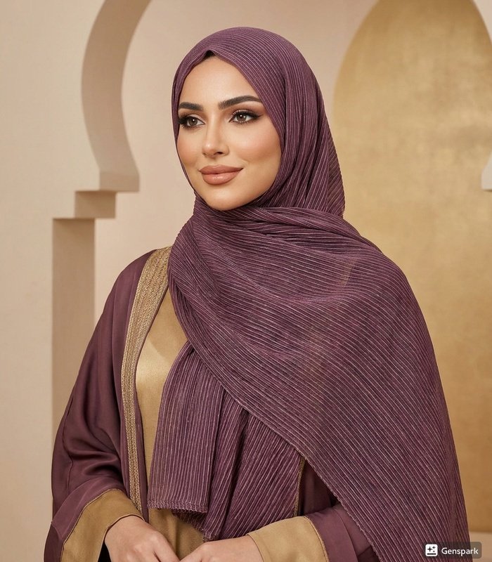 hijab_model_10_700x800 Premium Crinkle Pleated Shimmery Tissue Hijab - Image 1