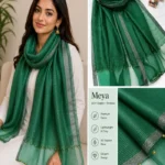 Premium Emerald Green Shimmer Border Hijab