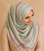 Premium Sage Green Dual-Tone Border Silk-Finish Hijab