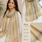 Premium Champagne Beige Dual-Tone Border Silk-Finish Hijab