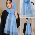 Premium Sky Blue Shimmer Silk-Finish Hijab
