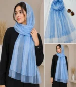 Premium Sky Blue Shimmer Silk-Finish Hijab