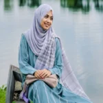 Premium Lavender Grey Checkered Silk-Finish Hijab