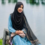 Premium Black Golden Striped Silk-Finish Hijab